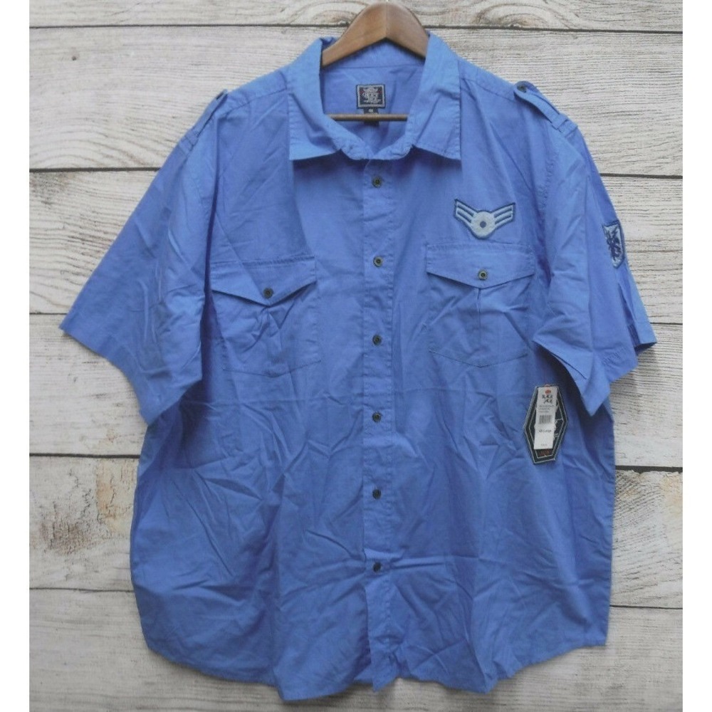 Black Jack Shirt Mens Size 3X French Blue Patch Slim Fit Poplin Button Shirt New